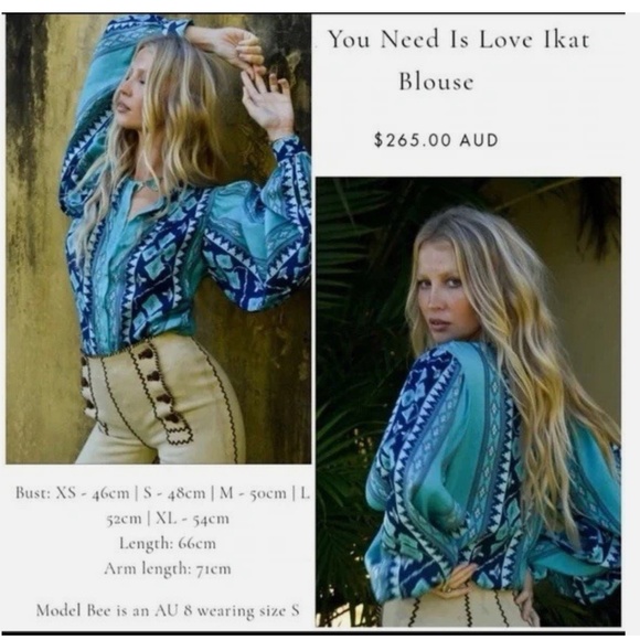 Chasing Unicorns All You Need Is Love IKAT Blouse Small - Picture 1 of 9